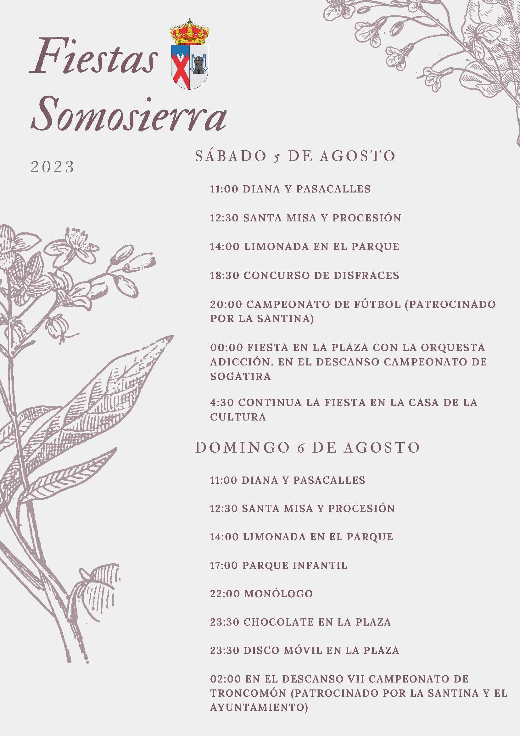 Programa Fiestas patronales Somosierra 2023