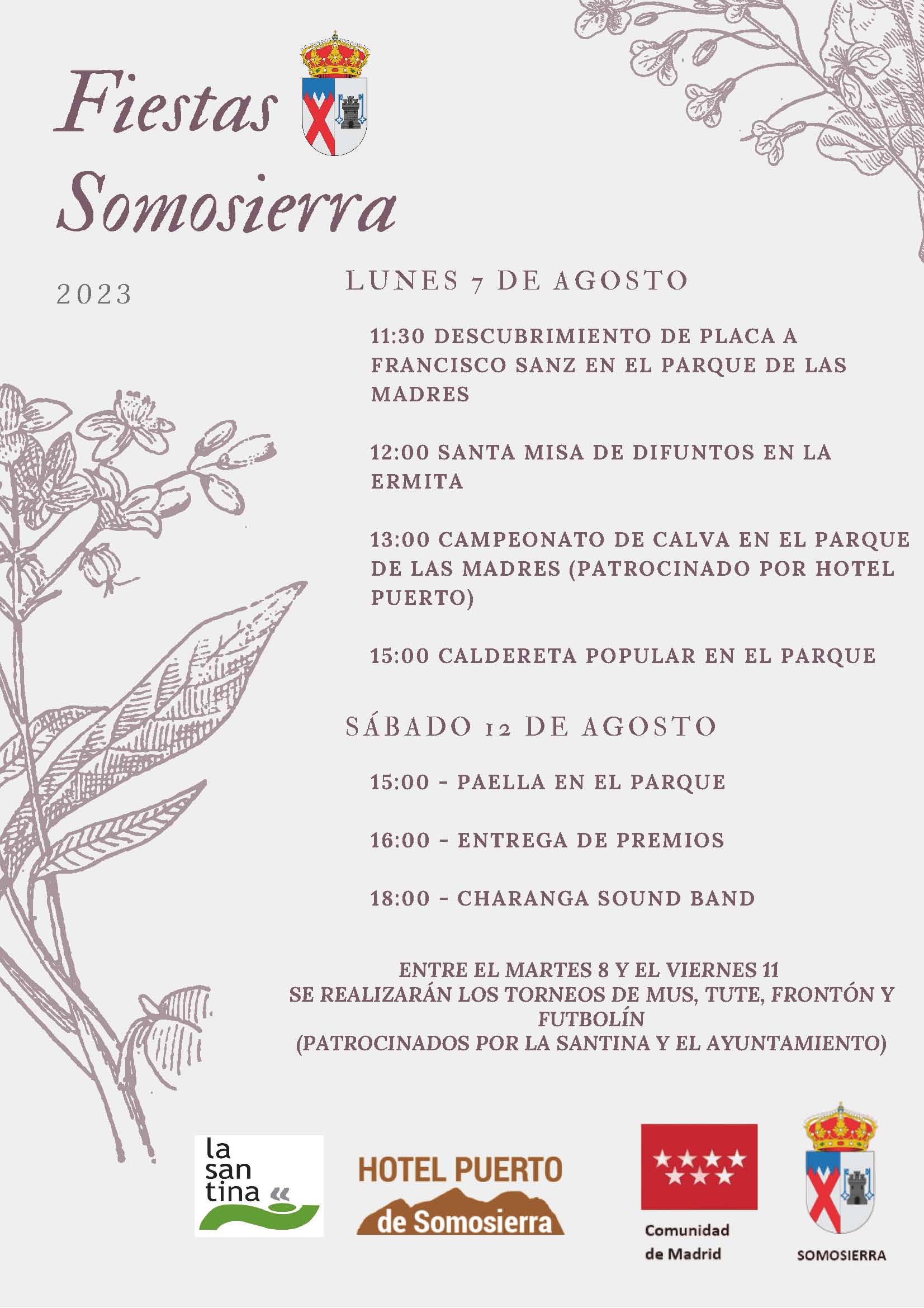 Programa Fiestas patronales Somosierra 2023