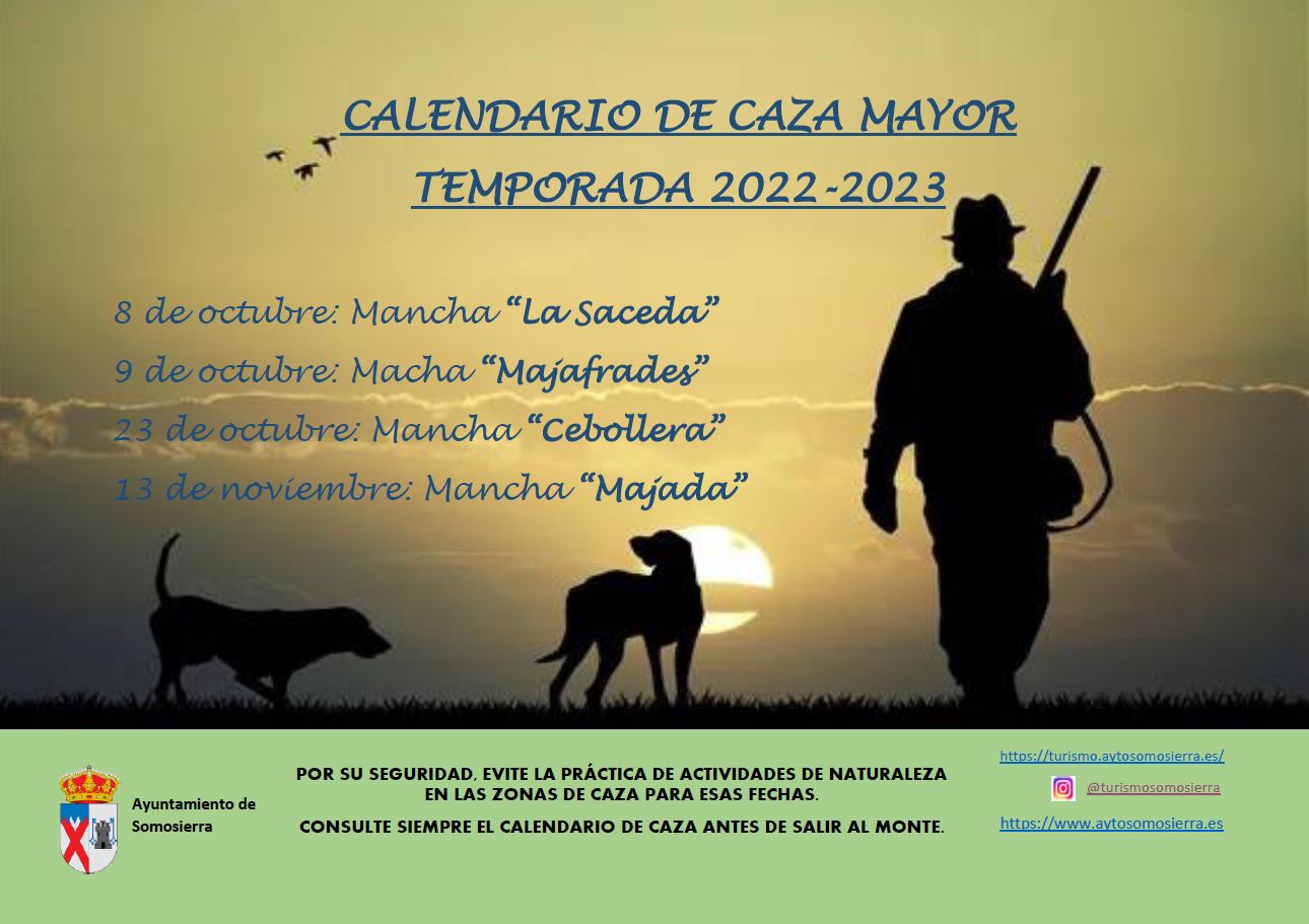 Calendario Caza Mayor 2022