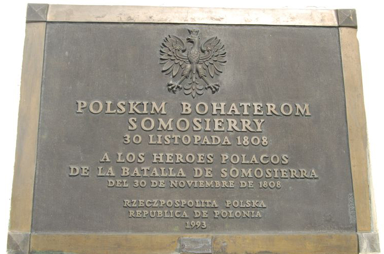 Placa conmemorativa de la Batalla de Somosierra